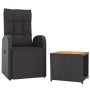 Juego muebles jardín 2 pzas madera acacia ratán sintético negro