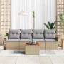 Conjunto de sofá de jardín 5 pcs Beige Poliratán