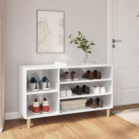 Mueble zapatero madera contrachapada blanco brillo 102x36x60 cm