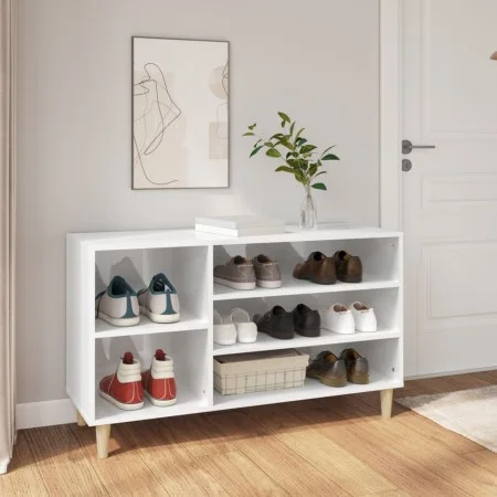 Mueble zapatero madera contrachapada blanco brillo 102x36x60 cm by vidaXL, Shoe racks and shoe organizers - Ref: Foro24-81974...