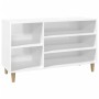 Schuhregal aus weiß glänzendem Sperrholz 102x36x60 cm von vidaXL, Schuhregale und Schuhorganisatoren - Ref: Foro24-819742, Pr...