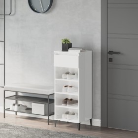 Mueble zapatero madera contrachapada blanco brillo 40x36x105 cm