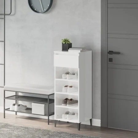 Mueble zapatero madera contrachapada blanco brillo 40x36x105 cm by vidaXL, Shoe racks and shoe organizers - Ref: Foro24-81978...