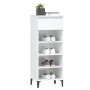 Schuhregal aus weiß glänzendem Sperrholz 40x36x105 cm von vidaXL, Schuhregale und Schuhorganisatoren - Ref: Foro24-819782, Pr...