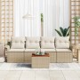 Conjunto de sofá de jardín 5 pcs Beige Poliratán