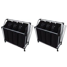 Laundry separator with bags 2 units black and gray by vidaXL, Laundry baskets - Ref: Foro24-276041, Price: 70,58 €, Discount: %