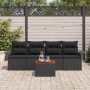 Conjunto de sofá de jardín 5 pcs Negro Poliratán