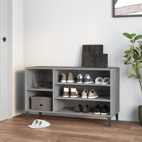 Mueble zapatero madera contrachapada gris Sonoma 102x36x60 cm