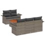 Conjunto de sofá de jardín 6 pcs Gris Poliratán