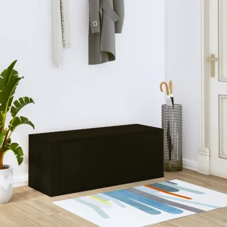 Black plywood wall shoe rack furniture 100x35x38 cm by vidaXL, Shoe racks and shoe organizers - Ref: Foro24-821021, Price: 74...