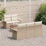 Conjunto de sofá de jardín 6 pcs Beige Poliratán