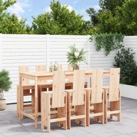 Set de mesa y taburetes altos jardín 9 pzas madera maciza pino