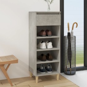 Mueble zapatero madera contrachapada gris hormigón 40x36x105 cm