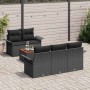 Conjunto de sofá de jardín 6 pcs Negro Poliratán