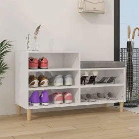 Glossy white plywood shoe cabinet 102x36x60 cm by vidaXL, Shoe racks and shoe organizers - Ref: Foro24-819726, Price: 59,22 €...