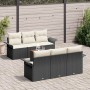 Conjunto de sofá de jardín 7 pcs Negro Poliratán
