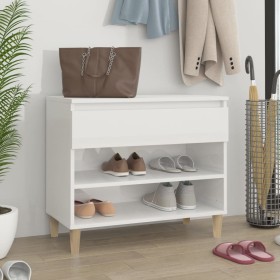 Glossy white plywood shoe cabinet 70x36x60 cm by vidaXL, Shoe racks and shoe organizers - Ref: Foro24-819758, Price: 53,72 €,...