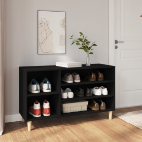 Mueble zapatero madera contrachapada negro 102x36x60 cm