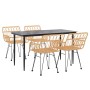 Juego de comedor de jardín 5 piezas ratán sintético