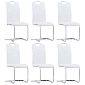 Cantilever dining chairs 6 units white synthetic leather by vidaXL, dining chairs - Ref: Foro24-278835, Price: 453,45 €, Disc...