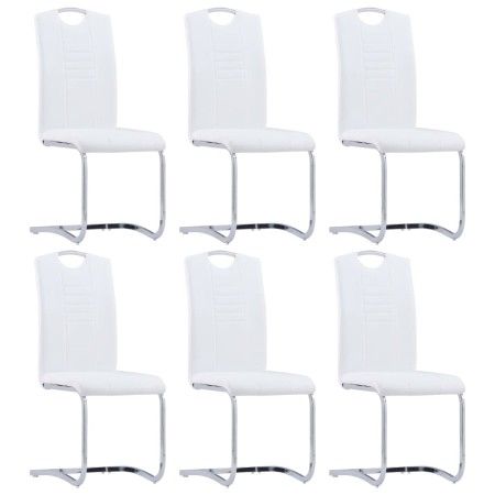 Cantilever dining chairs 6 units white synthetic leather by vidaXL, dining chairs - Ref: Foro24-278835, Price: 453,45 €, Disc...