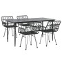 Juego de comedor de jardín 5 piezas ratán sintético negro