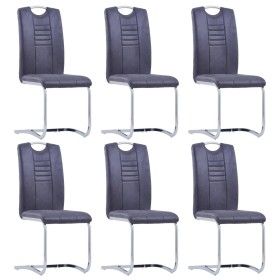 Cantilever dining chairs 6 pcs artificial suede leather gray by vidaXL, dining chairs - Ref: Foro24-278839, Price: 398,44 €, ...