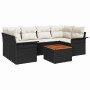 Conjunto de sofá de jardín 7 pcs Negro Poliratán