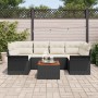 Conjunto de sofá de jardín 7 pcs Negro Poliratán
