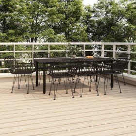 Juego de comedor de jardín 9 piezas ratán sintético negro