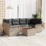 Conjunto de sofá de jardín 7 pcs Gris Poliratán