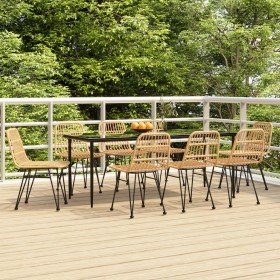 Juego de comedor de jardín 9 piezas ratán sintético