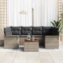 Conjunto de sofá de jardín 7 pcs Gris Poliratán