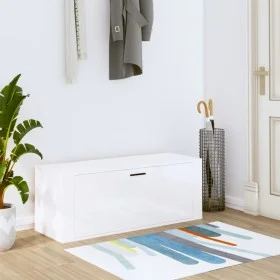 Mueble zapatero pared contrachapada blanco brillo 100x35x38 cm by vidaXL, Shoe racks and shoe organizers - Ref: Foro24-821022...