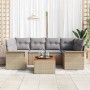 Conjunto de sofá de jardín 7 pcs Beige Poliratán
