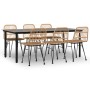 Juego de comedor de jardín 7 piezas ratán sintético