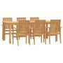 Juego de comedor de jardín 7 piezas madera maciza de teca