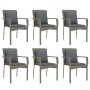 Set comedor jardín 7 pzas y cojines ratán sintético gris