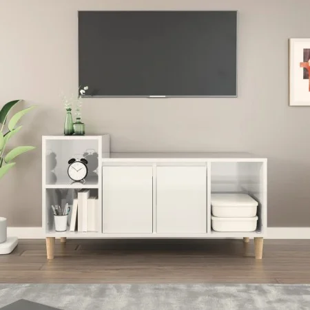 Hochglanzweißer TV-Schrank aus Sperrholz, 100 x 35 x 55 cm von vidaXL, TV-Möbel - Ref: Foro24-821174, Preis: 57,41 €, Rabatt: %