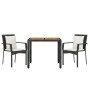 Set comedor de jardín 3 pzas con cojines ratán sintético negro