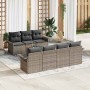 Conjunto de sofá de jardín 8 pcs Gris Poliratán