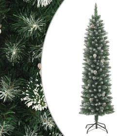 Árbol de Navidad artificial estrecho con soporte PVC 210 cm
