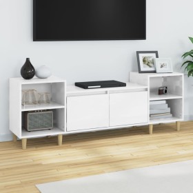 Mueble para TV madera contrachapada blanco brillo 160x35x55 cm