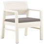 Set de muebles de jardín 3 piezas con cojines plástico blanco