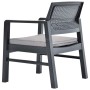 Set de muebles de jardín 3 piezas con cojines plástico gris