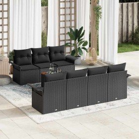 Conjunto de sofá de jardín 8 pcs Negro Poliratán