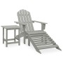 Silla con otomana y mesa jardín Adirondack macizo abeto gris