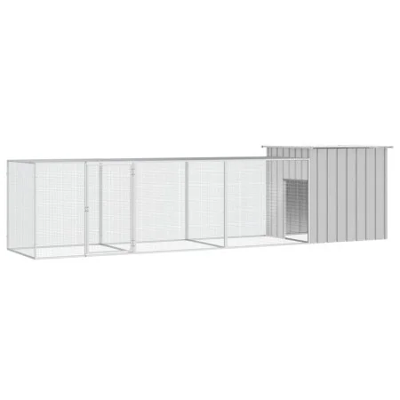 Geflügelstall aus grauem verzinktem Stahl 400x91x100 cm von vidaXL, Käfige und Lebensräume für Kleintiere - Ref: Foro24-31064...