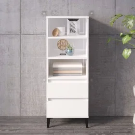 Hohe Anrichte aus weißem Sperrholz, glänzend, 40x36x110 cm von vidaXL, Sideboards - Ref: Foro24-821246, Preis: 73,46 €, Rabat...