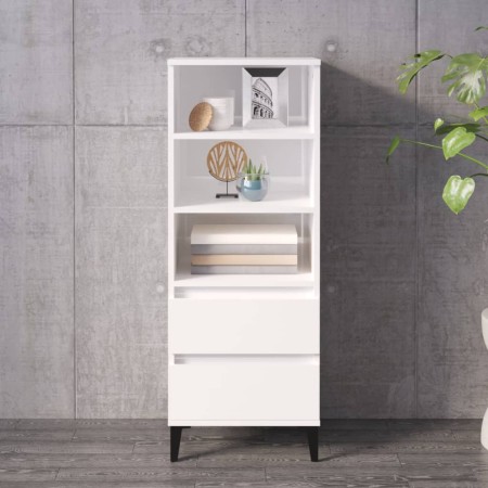 Hohe Anrichte aus weißem Sperrholz, glänzend, 40x36x110 cm von vidaXL, Sideboards - Ref: Foro24-821246, Preis: 74,11 €, Rabat...